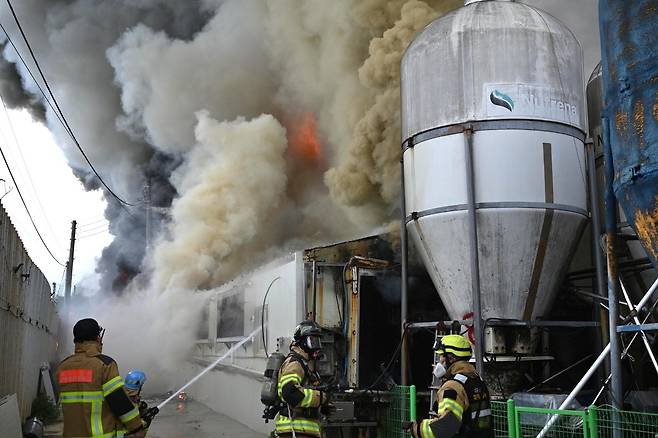 지난 29일 발생한 대구 군위군 돈사 화재 현장 모습. /대구소방안전본부 제공