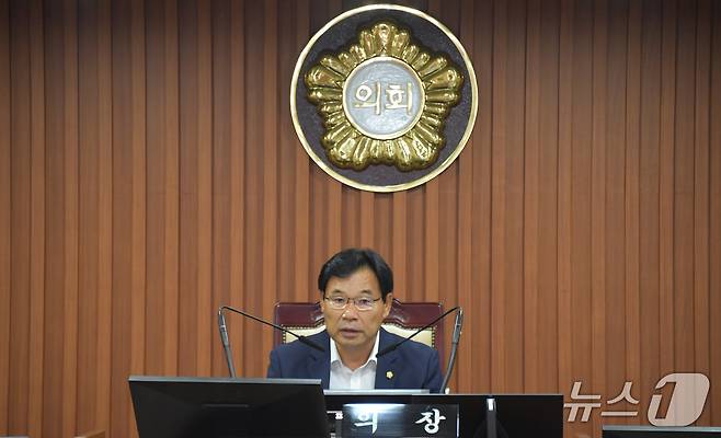 제264회 논산시의회 제1차 정례회 조용훈의장 폐회사 모습. (논산시의회 제공.재판매 및 DB금지)/뉴스1