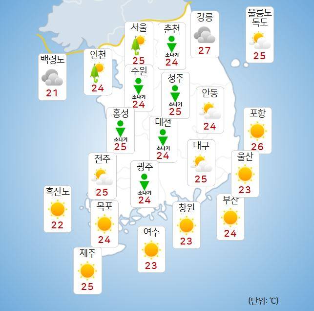 ⓒ기상청: 내일(7월 1일) 오전 날씨