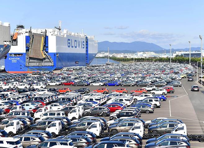 현대차 울산공장 수출 선적 부두