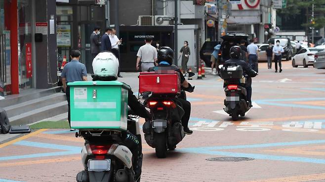 배달 오토바이 모습. [연합]