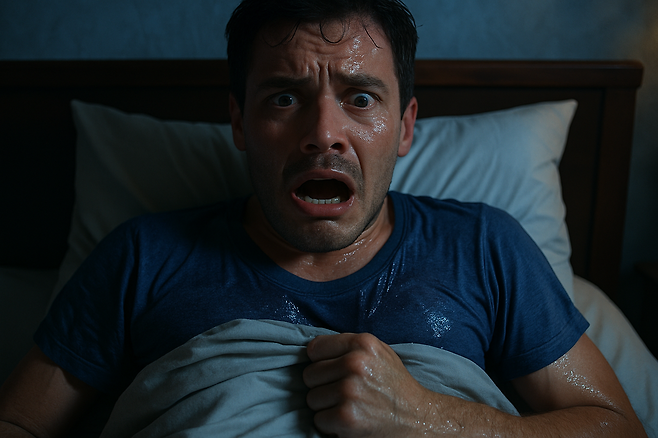 악몽을 꾼 모습. [챗GPT로 제작한 이미지]