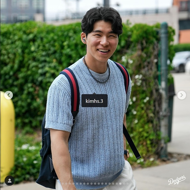 지난 25일 콜로라도전을 위해 경기장에 출근하는 김혜성. 다저스 SNS