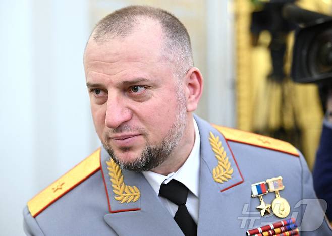 압티 알라우디노프 체첸 공화국 아흐마트 특수부대 사령관이 2024년 5월 러시아 모스크바의 크렘린궁에서 블라디미르 푸틴 러시아 대통령의 취임식에 참석하고 있다. 2024.5.7 ⓒ 로이터=뉴스1 ⓒ News1 김경민 기자