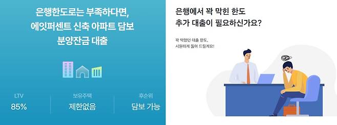 P2P업체 '8퍼센트' '어니스트펀드' 홈페이지 캡처