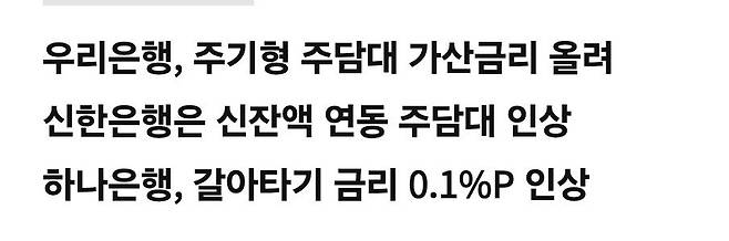 Screenshot_20250701_122842_Telegram.jpg [단독] 대출 틀어막는 은행권, 주택담보대출 금리 줄인상