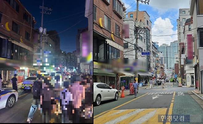 (왼) 사건이 일어난 당시 서울 관악구 신림동 (오) 1일 기자가 찾은 신림동/사진=온라인커뮤니티, 유지희 기자
