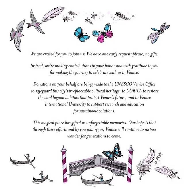 제프 베이조스-로렌 산체스의 결혼식 청첩장 [온라인 커뮤니티 레딧]