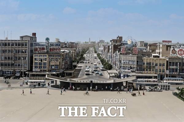 1970년대 대전역 옥상에서 본 도청 방향 거리풍경 복원 사진./대전시