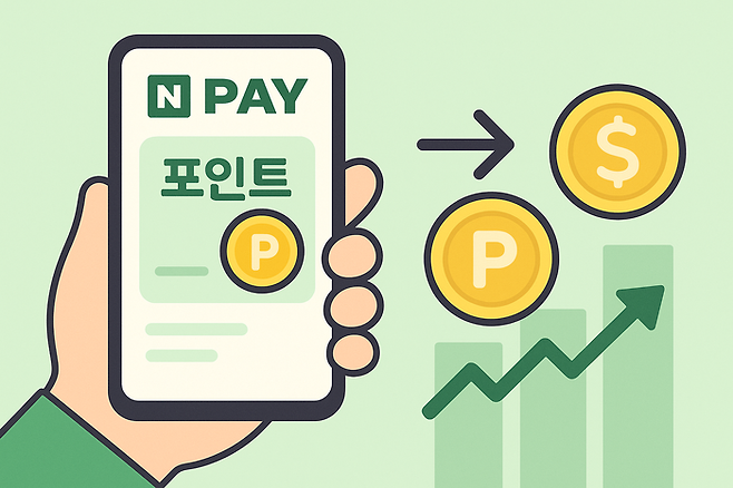 네이버페이 포인트가 스테이블코인으로 전환하는 모습을 상상한 이미지 <ChatGPT로 제작>