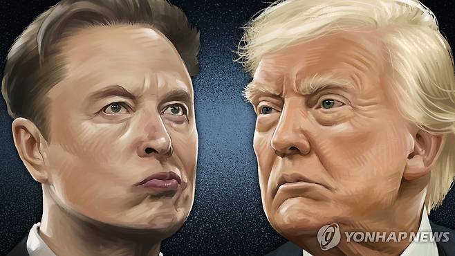 일론 머스크 테슬라 CEO - 도널드 트럼프 미국 대통령 (PG) [김선영 제작] 일러스트