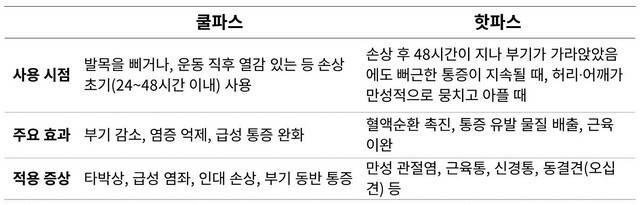 쿨파스, 핫파스 비교|출처: 하이닥