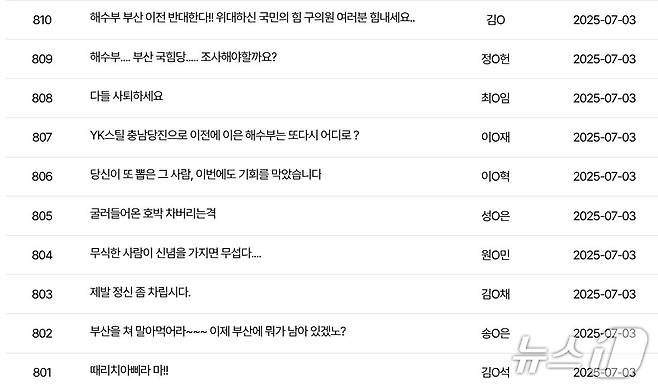 부산 해운대구의회 게시판 갈무리.(재판매 및 DB 금지)