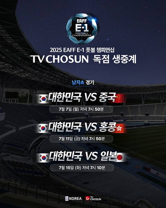 ‘2025 동아시아축구연맹(EAFF) E-1 챔피언십(동아시안컵)’ (제공: TV CHOSUN)