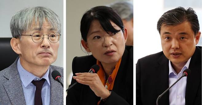 2기 진실화해위에서 극우 3인방 체제를 이뤘던 김광동 전 위원장, 이옥남 전 상임위원, 황인수 조사1국장(왼쪽부터)