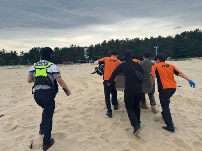 양양 현남면 남애리 익수사고 현장. 강릉해양경찰서 제공