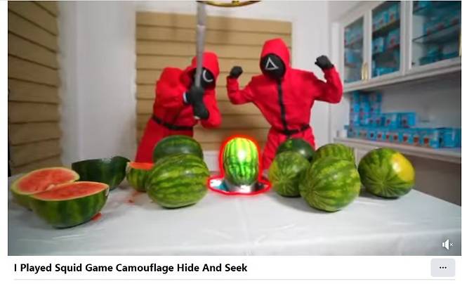 '오징어 게임 위장 숨바꼭질' 놀이 영상 [릴스 캡처. 재판매 및 DB 금지]