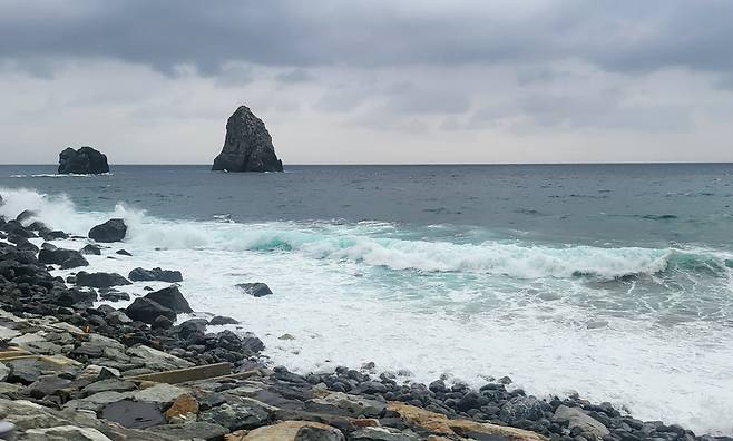 울릉도 북면 해안으로 밀려드는 파도./김두한 기자