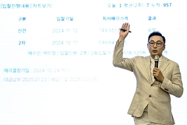 4일 대구 그랜드호텔에서 열린 '2025 대구·경북 부동산 머니쇼'에서 이성재 베프옥션아카데미 대표가 부동산 경·공매 규제정책과 실전 투자전략에 대해 강연하고 있다. 이날 강연은 참가자들의 큰 관심 속에 진행됐다. 이현덕기자 lhd@yeongnam.com