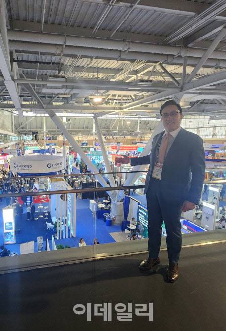 이승진 메디포스트 글로벌사업본부장 겸 미국법인 대표가 최근 미국 매사추세츠주 보스턴에서 열린 ‘바이오USA’ 현장에서 포즈를 취하고 있다. (사진=이데일리 김승권 기자)