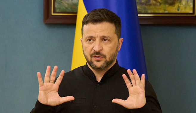 볼로디미르 젤렌스키 우크라이나 대통령이 지난 5월 21일 수도 키이우에서 기자회견을 하고 있다. ⓒAP/뉴시스