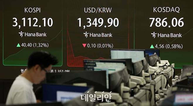 서울 중구 하나은행 딜링룸에서 딜러가 업무를 수행하고 있다.ⓒ뉴시스