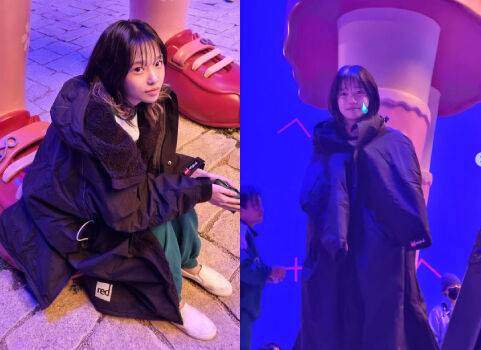 가수 겸 배우 조유리가 넷플릭스 시리즈 '오징어 게임 시즌3' 현장에서 장난기 넘치는 모습을 보여줬다. / 조유리 개인 인스타그램