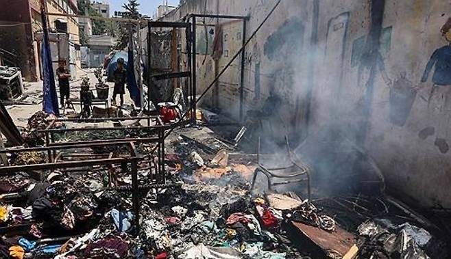 3일(현지시간) 이스라엘 공격 받은 가자지구. 연합뉴스