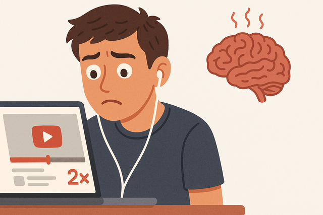 유튜브 등의 영상 콘텐츠 재생 속도를 높여서 시청하면 기억력과 이해도에 악영향을 미친다는 연구 결과가 나왔다. 사진은 기사의 특정 내용과 관련 없음. OpenAI DALL-E(ChatGPT 생성)