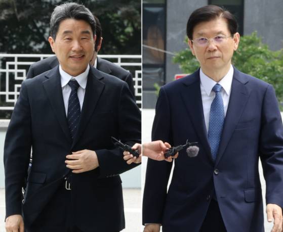 어제(4일) 내란 특검 조사에 출석하는 이주호 교육부 장관·박종준 전 대통령경호처장〈사진=연합뉴스〉