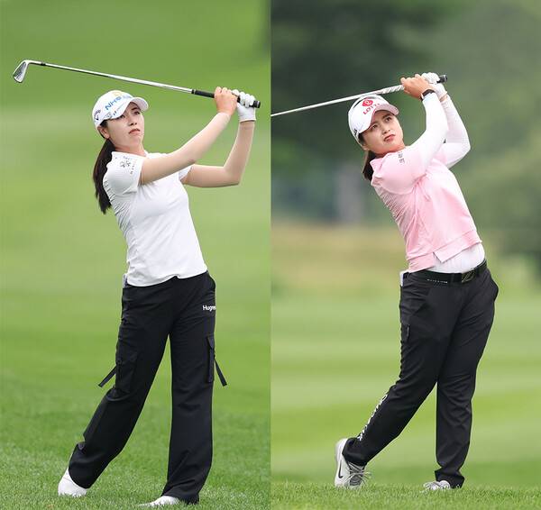 2025년 한국여자프로골프(KLPGA) 투어 제15회 롯데 오픈에 출전한 디펜딩 챔피언 이가영, 그리고 최혜진 프로가 2라운드에서 경기하는 모습이다. 사진제공=KLPGA