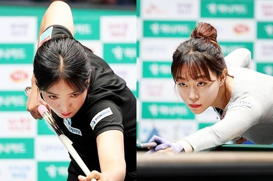 스롱피아비(왼쪽)와 김보라가 ‘하나카드LPBA챔피언십’ 4강전에서 각각 김가영과 최지민을 3:1로 제압하고 결승전에 진출했다. (사진=PBA)