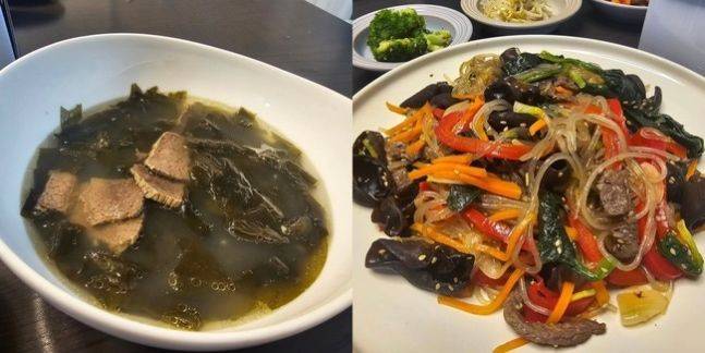 [서울=뉴시스] 배우 안재욱이 아내이자 뮤지컬 배우 최현주의 생일을 축하했다. 미역국과 잡채 등 손수 차린 생일상 메뉴가 눈길을 끌었다. (사진=안재욱 인스타그램 캡처) 2025.07.05. photo@newsis.com *재판매 및 DB 금지