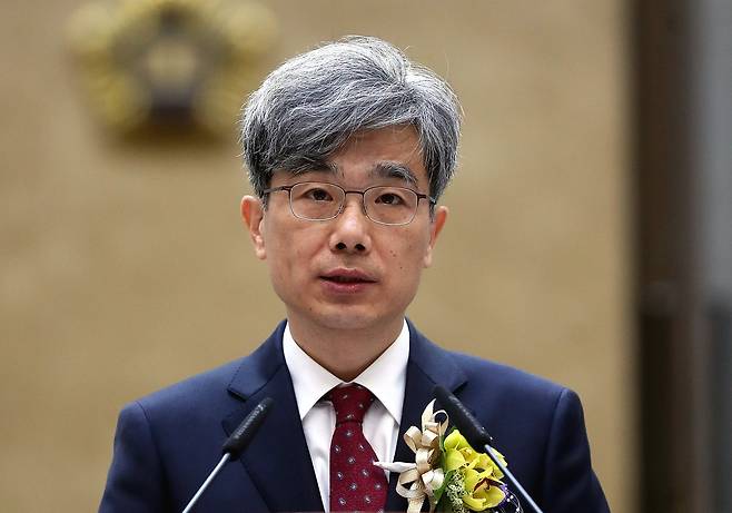 김상환 헌법재판소장 후보자. 사진은 대법관 시절인 2018년 12월의 모습. 전직 대법관이 헌재소장 후보자로 지명된 것은 4대 이강국 소장 이후 처음이다. 세계일보 자료사진