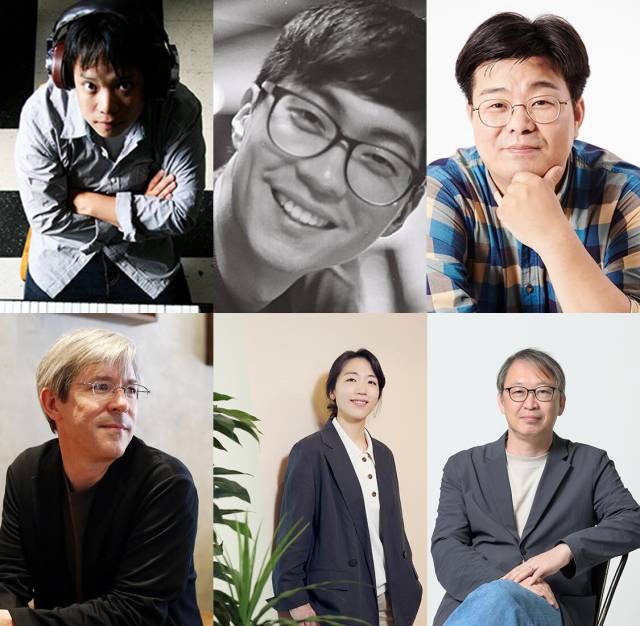 제20회 BIKY 기간 진행되는 'BIKY 클래스' 강연 참석자들. 왼쪽 위부터 시계방향으로 키드 코알라 감독, 박재범 감독, 정재승 박사, 이상용 수석 프로그래머, 홍성은 감독, 달시 파켓 교수. BIKY 제공