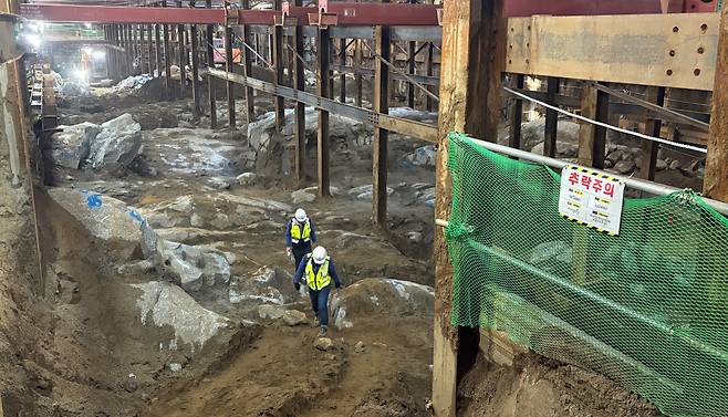 광주도시철도 2호선 1단계 구간에서 화강암층이 발견되면서 공사가 또다시 지연될 것으로 보인다. 광주시 제공
