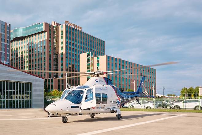 닥터헬기가 이륙을 준비하고 있다. 안동병원 제공