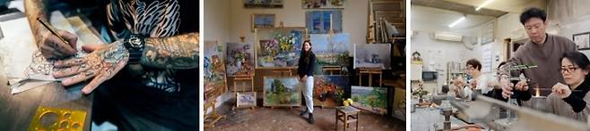 (왼쪽부터) 로스앤젤레스 ‘타투 아트 수업’, 피렌체 ‘아틀리에 체험’, 오사카 ‘전통 유리구슬 만들기’ / 사진=에어비앤비