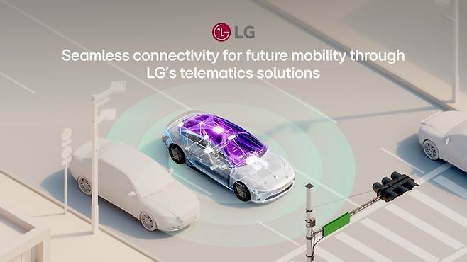 사진은 자동차가 다양한 사물과 정보를 주고받는 기술인 V2X(Vehicle to Everything) 솔루션과 최고 수준의 사이버 보안 등 첨단 기능을 두루 갖춘 LG전자의 텔레매틱스 이미지.[LG전자]