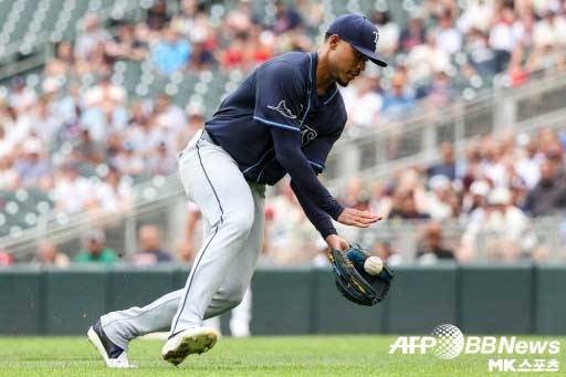 탬파베이 선발 타이 브래들리는 2회 안줘도 될 점수를 허용했다. 사진(美 미니애폴리스)=ⓒAFPBBNews = News1