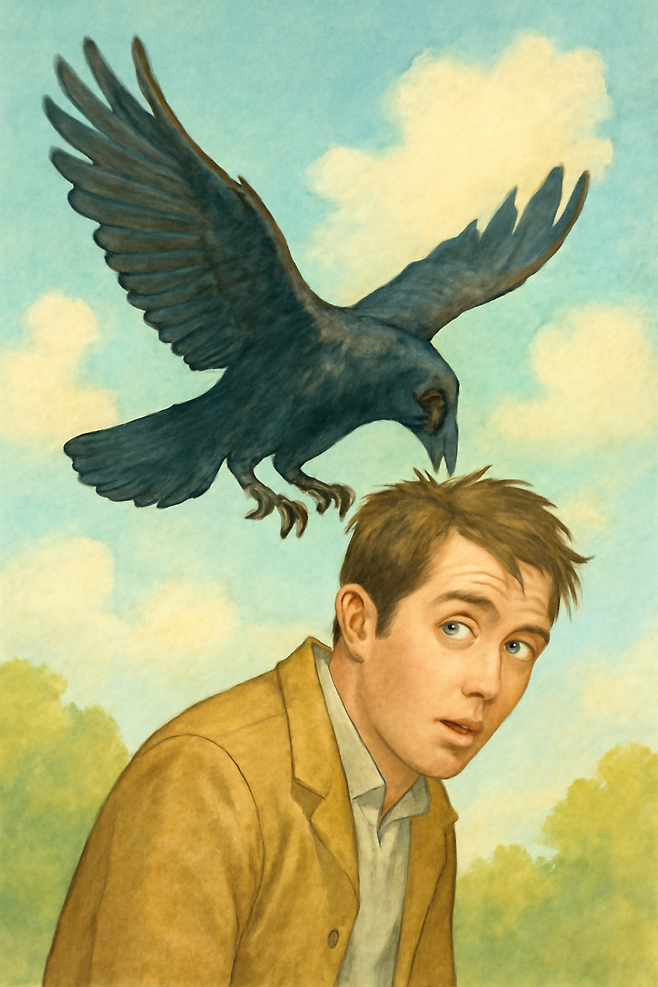 까마귀는 번식기가 되면 공격성이 두드러진다.[챗GPT를 사용해 제작]