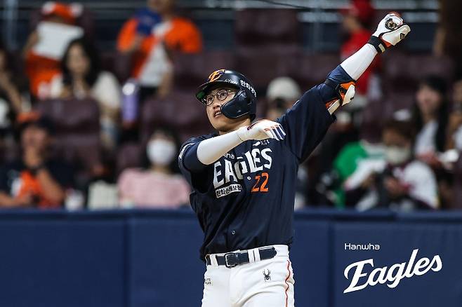 6일 키움과 원정에서 선제 결승 2점 홈런을 날린 한화 채은성. 한화 이글스