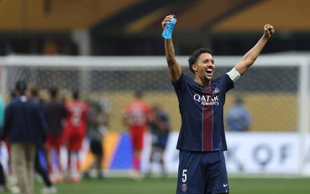 4강 진출에 환호하는 파리 생제르맹의 마르퀴뇨스. 신화연합뉴스