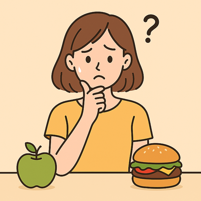 무얼 먹을까 고민하는 사람