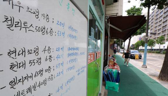 정부가 6·27 대책을 통해 수도권 주택담보대출(주담대) 한도를 6억원으로 낮추면서 서울 부동산 시장이 얼어붙고 있는 가운데 지난 달 30일 서울 용산구의 한 공인중개사에 아파트 매물 시세표가 붙어 있다. (사진=방인권 기자)