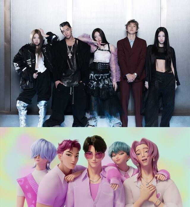 더블랙레이블이 올해 혼성그룹 올데이 프로젝트(위)에 이어 넷플릭스 애니메이션 '케이팝 데몬 헌터스' OST로 최고의 성과를 올리고 있다. /더블랙레이블, 넷플릭스