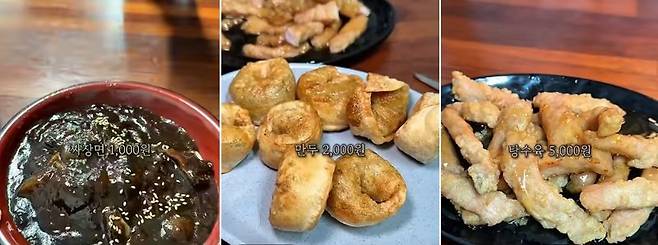 유튜브 채널인 샤니파파가 지난 1일 대구 시내에 문을 연 중국집 음식값을 소개하고 있다. /사진=유튜브 샤니파파 캡처