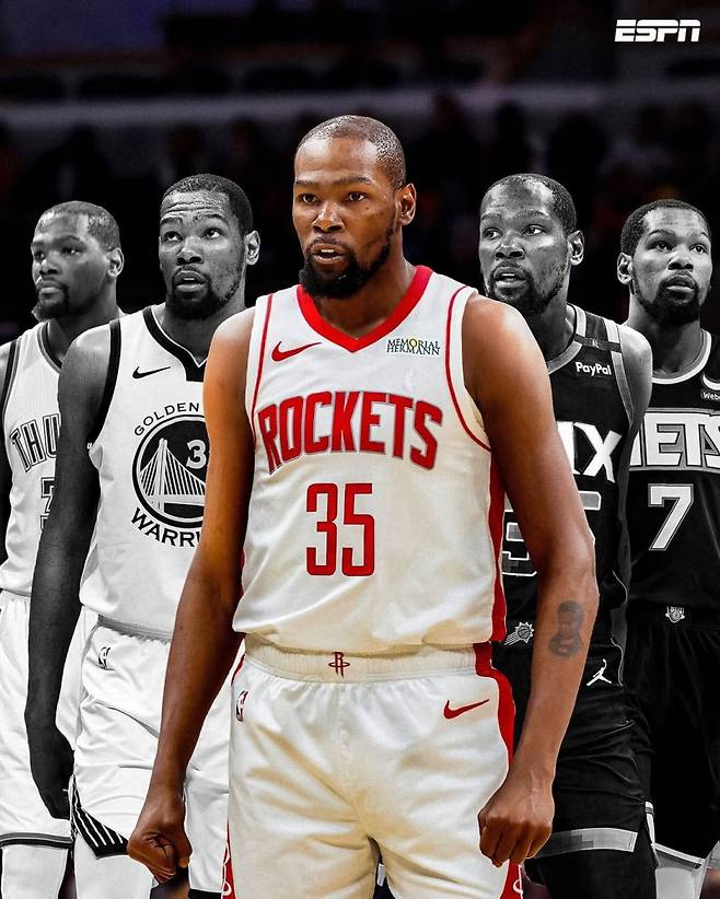 7일 공식적으로 휴스턴에 합류하게 된 듀란트. 사진=ESPN