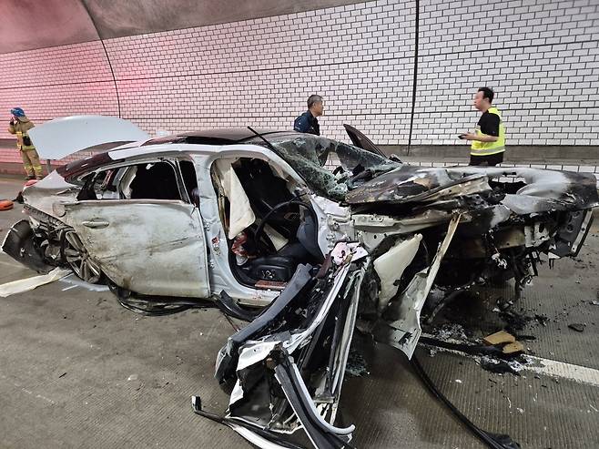 청양 정산면 청양터널 교통사고 현장. 사진 청양소방서