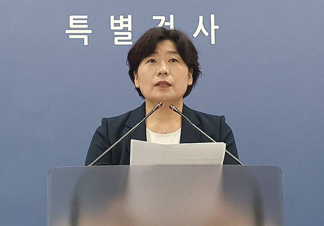 박지영 내란특검팀 특별검사보가 지난 6일 오후 서울 서초구 서울고검에서 윤석열 전 대통령에 대한 구속영장 청구와 관련한 브리핑을 하고 있다. 사진=뉴스1